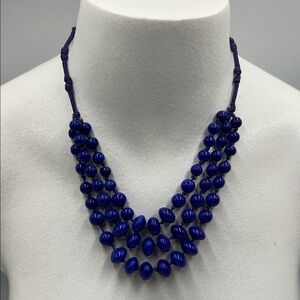 Multi strand glass bead necklace blue z13